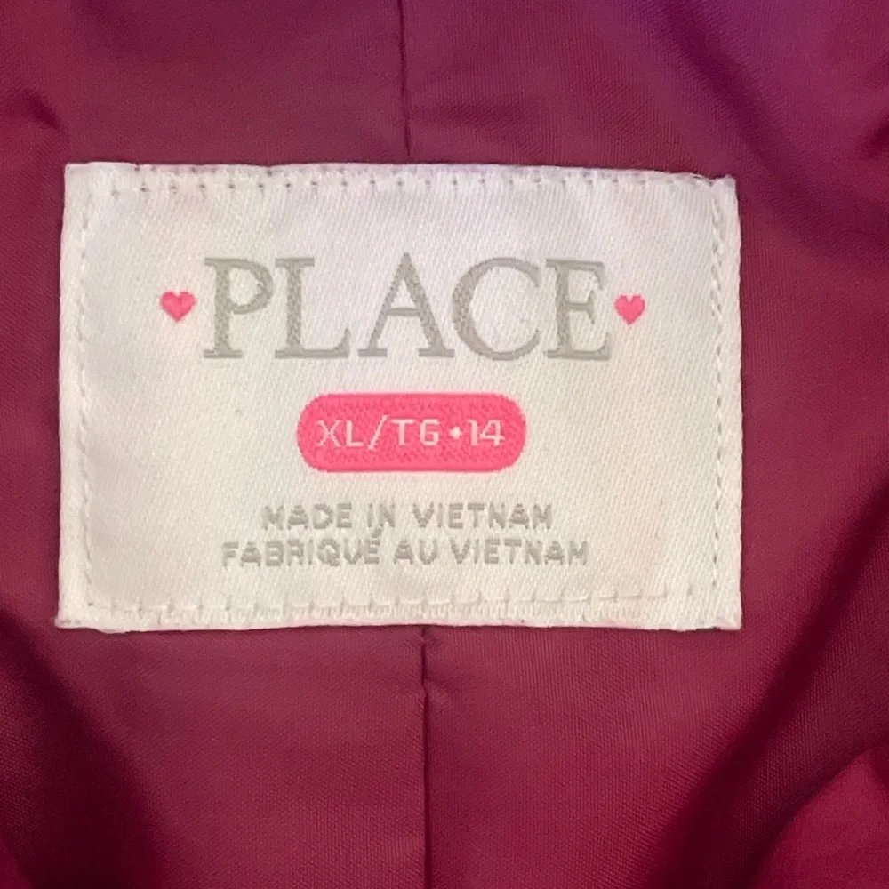 The Children’s Place Girls Puffer Full Zip Jacket Dark Fushia Size XL